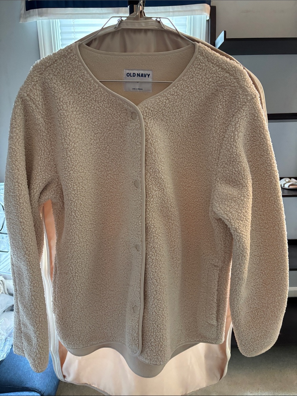 Old Navy Cream Sherpa Button-Up Teddy Jacket